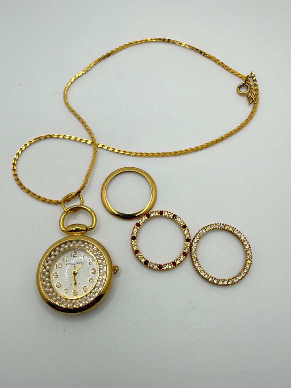 15" Ladies 30mm Collection Watch Necklace w/ 3 Interchangeable Faces! *Notes*